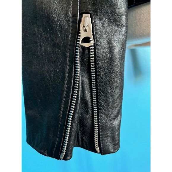 NWOT Made in ITALY RE/Done Black Leather 80s Moto Jacket Lined 4 Ext Pockets S - Picture 12 of 16